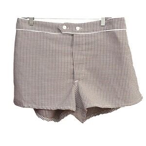 Vintage JCPenney Brown Gingham Swim Trunks Retro Beach Shorts XL Cottagecore